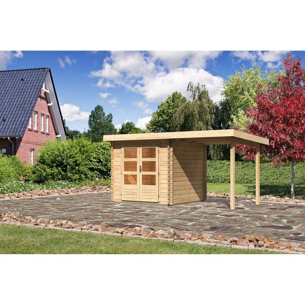 Karibu Holz-Gartenhaus/Gerätehaus Ängelholm 2 Natur 420 cm x 220 cm