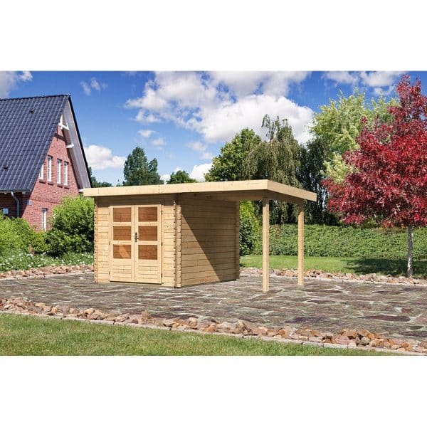 Karibu Holz-Gartenhaus/Gerätehaus Ängelholm 4 Natur 420 cm x 280 cm