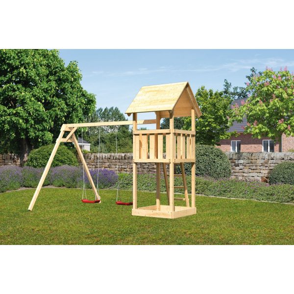 Karibu Kinderspielturm Lotti Set Schaukelanbau Doppel