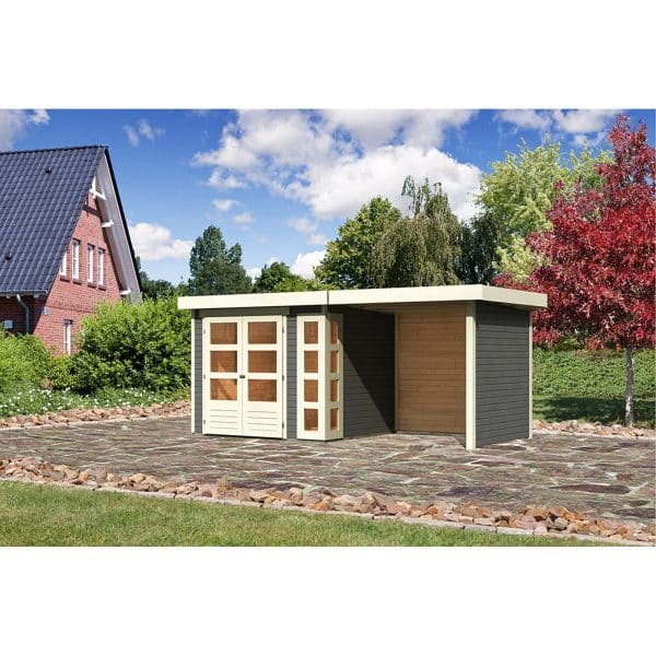 Karibu Holz-Gartenhaus/Gerätehaus Sölve 3 Terragrau 466 cm x 213 cm