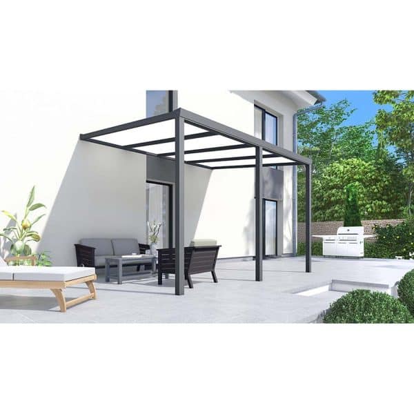 Terrassenüberdachung 4 m x 3 m Anthrazit Glanz PC Opal