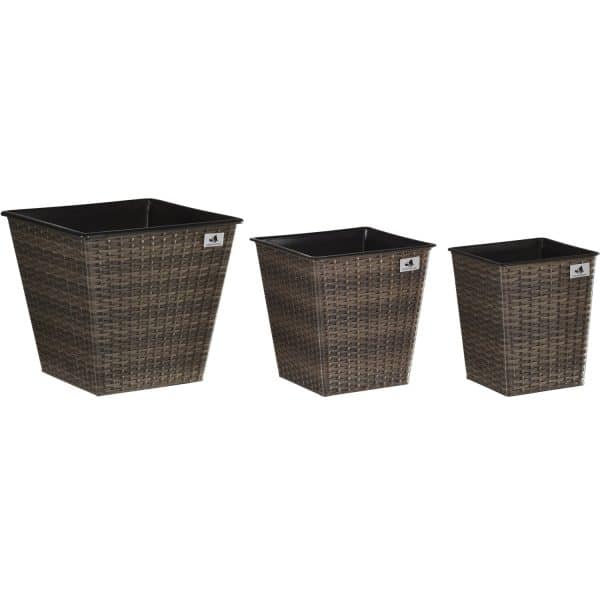 Gartenfreude Pflanzkübel Polyrattan Cappuccino 3er-Set