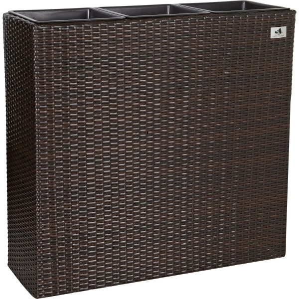 Gartenfreude Raumteiler Pflanzkübel Polyrattan 76 cm x 26 cm Bicolor Braun