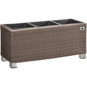 Gartenfreude Pflanzkübel Polyrattan 78 cm x 27 cm Mocca