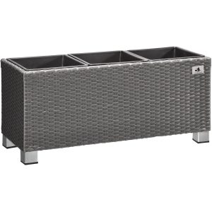 Gartenfreude Pflanzkübel Polyrattan 78 cm x 27 cm Grau