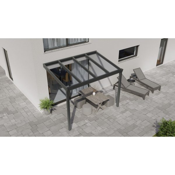 Terrassenüberdachung Professional 300 cm x 250 cm Anthrazit Struktur Glas