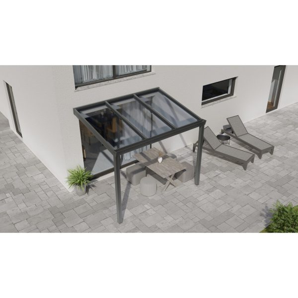 Terrassenüberdachung Professional 300 cm x 300 cm Anthrazit Struktur PC Klar