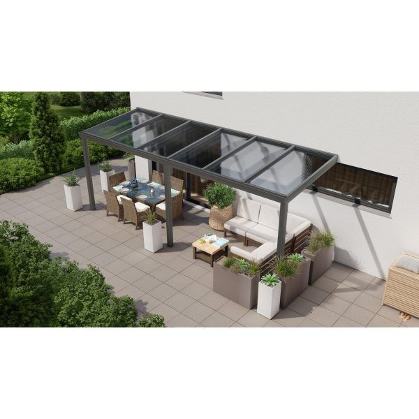 Terrassenüberdachung Professional 600 cm x 200 cm Anthrazit Struktur PC Klar