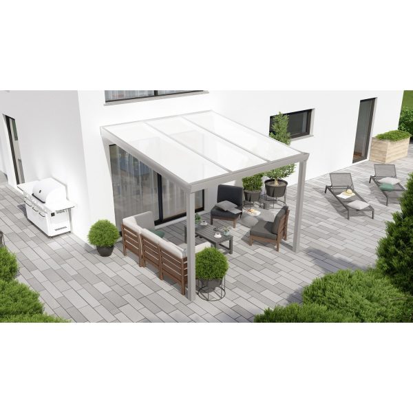 Terrassenüberdachung Professional 300 cm x 300 cm Grau Struktur PC Opal