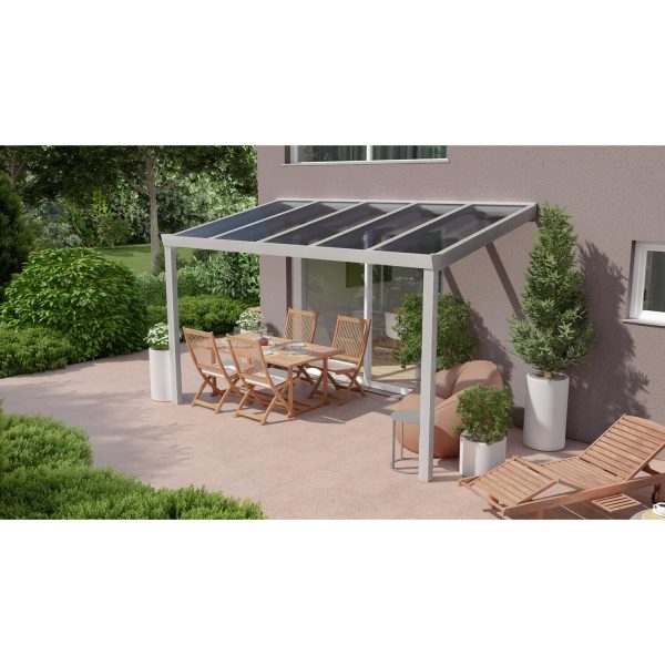 Terrassenüberdachung Professional 400 cm x 250 cm Grau Struktur PC Klar