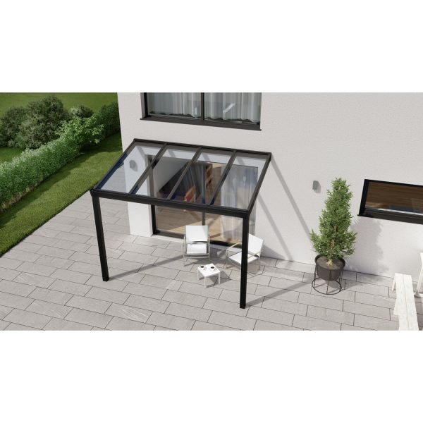 Terrassenüberdachung Professional 300 cm x 200 cm Schwarz Struktur Glas