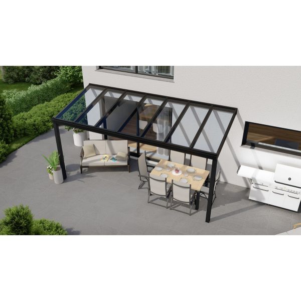 Terrassenüberdachung Professional 500 cm x 250 cm Schwarz Struktur Glas