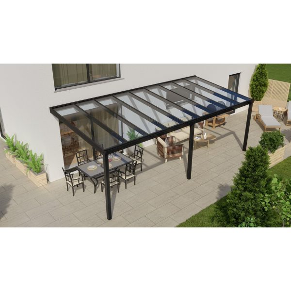 Terrassenüberdachung Professional 700 cm x 350 cm Schwarz Struktur Glas