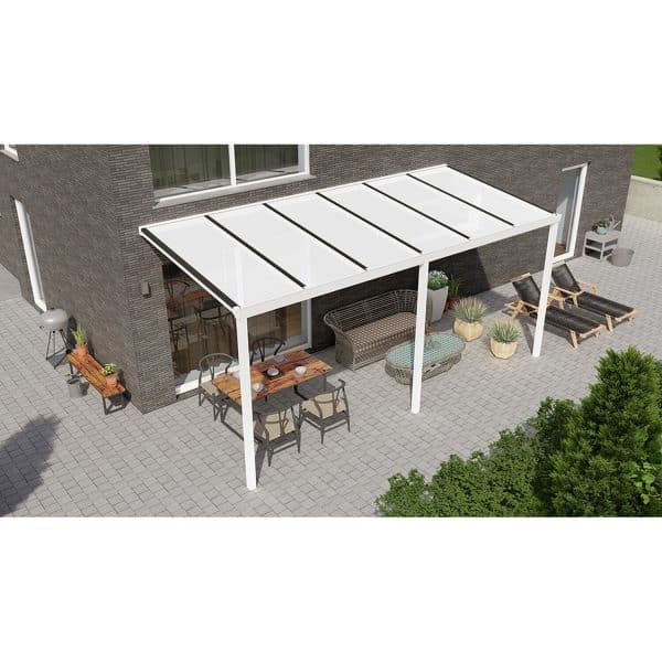 Terrassenüberdachung Basic 600 cm x 300 cm Weiß PC Opal