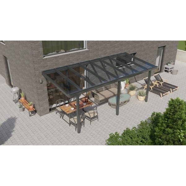 Terrassenüberdachung Basic 600 cm x 300 cm Anthrazit Glanz Glas