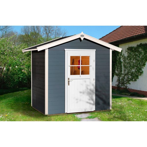 OBI Outdoor Living Holz-Gartenhaus/Gerätehaus Monza A Anthrazit-Weiß 205 cm x 154 cm