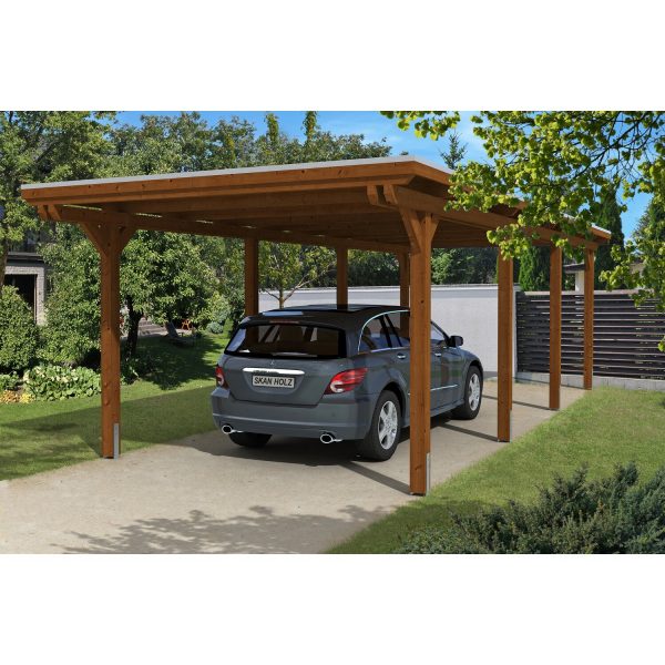 Skan Holz Carport Emsland 354 cm x 846 cm Nussbaum