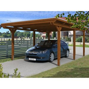 Skan Holz Carport Emsland 404 cm x 604 cm Nussbaum