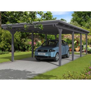 Skan Holz Carport Emsland 404 cm x 846 cm Schiefergrau