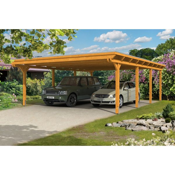 Skan Holz Carport Emsland 613 cm x 846 cm Eiche hell