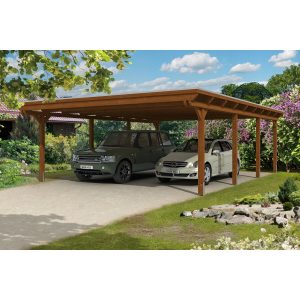 Skan Holz Carport Emsland 613 cm x 846 cm Nussbaum