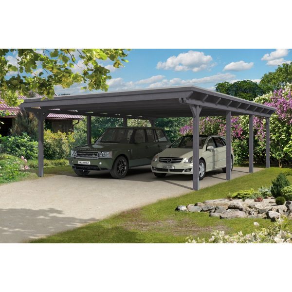 Skan Holz Carport Emsland 613 cm x 846 cm Schiefergrau