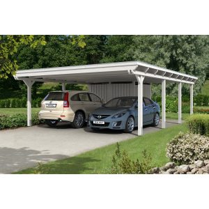 Skan Holz Carport Emsland 613 cm x 846 cm mit Abstellraum Weiß