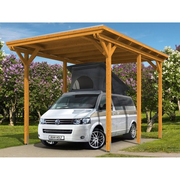 Skan Holz Carport Emsland Caravan 404 cm x 604 cm Eiche hell