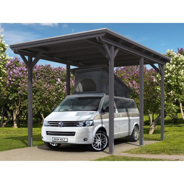 Skan Holz Carport Emsland Caravan 404 cm x 604 cm Schiefergrau