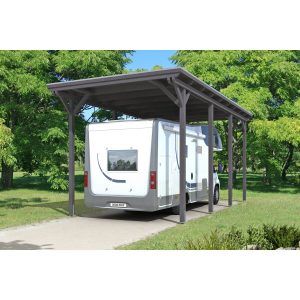 Skan Holz Carport Emsland Caravan 404 cm x 846 cm Schiefergrau