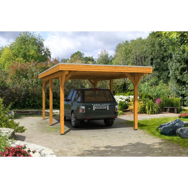 Skan Holz Carport Spessart 355 cm x 604 cm Eiche hell