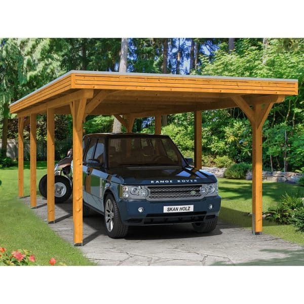 Skan Holz Carport Spessart 355 cm x 846 cm Eiche hell