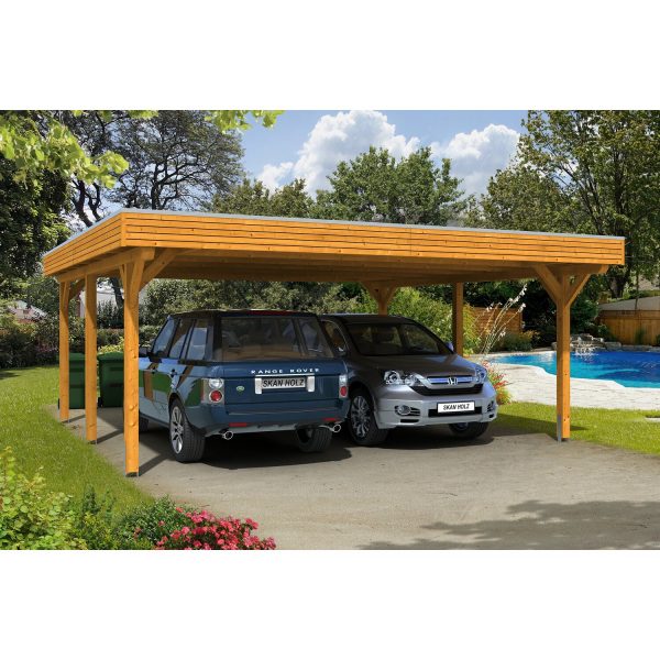 Skan Holz Carport Spessart 611 cm x 604 cm Eiche hell