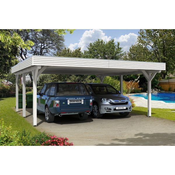 Skan Holz Carport Spessart 611 cm x 604 cm Weiß