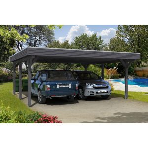 Skan Holz Carport Spessart 611 cm x 604 cm Schiefergrau