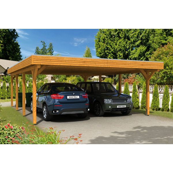 Skan Holz Carport Spessart 611 cm x 846 cm Eiche hell