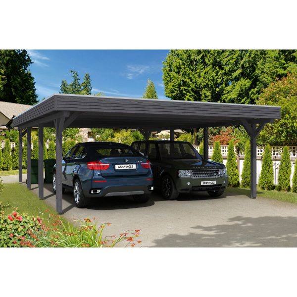 Skan Holz Carport Spessart 611 cm x 846 cm Schiefergrau