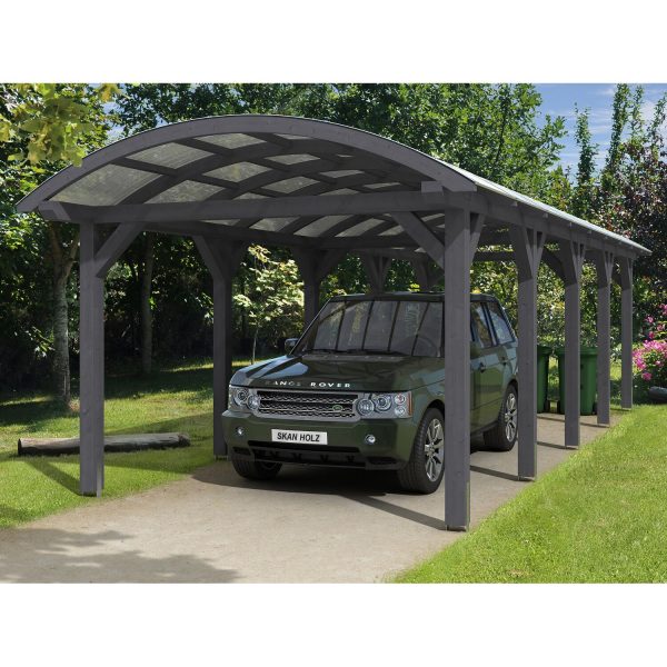 Skan Holz Bogendach-Carport Franken 376 cm x 969 Schiefergrau