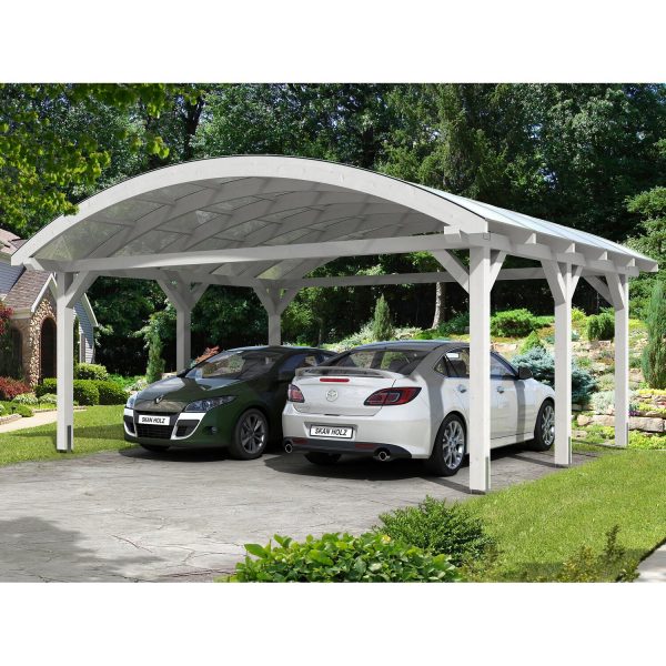 Skan Holz Bogendach-Carport Franken 635 cm x 541 Weiß