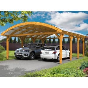 Skan Holz Bogendach-Carport Franken 635 cm x 755 Eiche hell