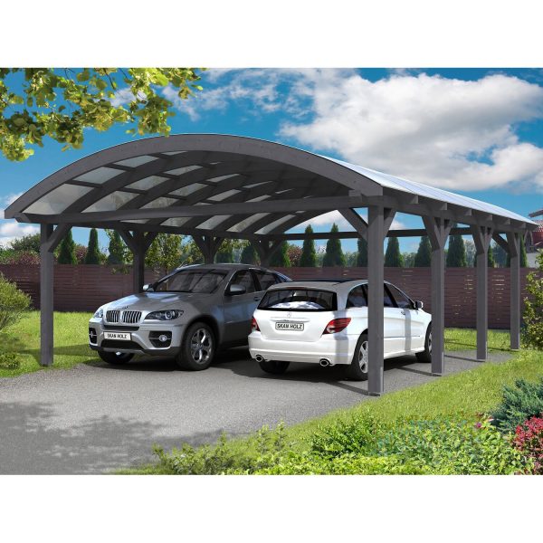 Skan Holz Bogendach-Carport Franken 635 cm x 755 Schiefergrau