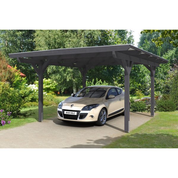 Skan Holz Carport Odenwald 428 cm x 541 cm gerade Kopfbänder Schiefergrau