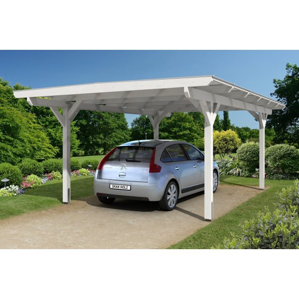 Skan Holz Carport Odenwald 428 cm x 648 cm gerade Kopfbänder Weiß