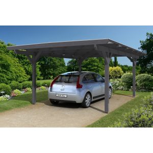 Skan Holz Carport Odenwald 428 cm x 648 cm gerade Kopfbänder Schiefergrau