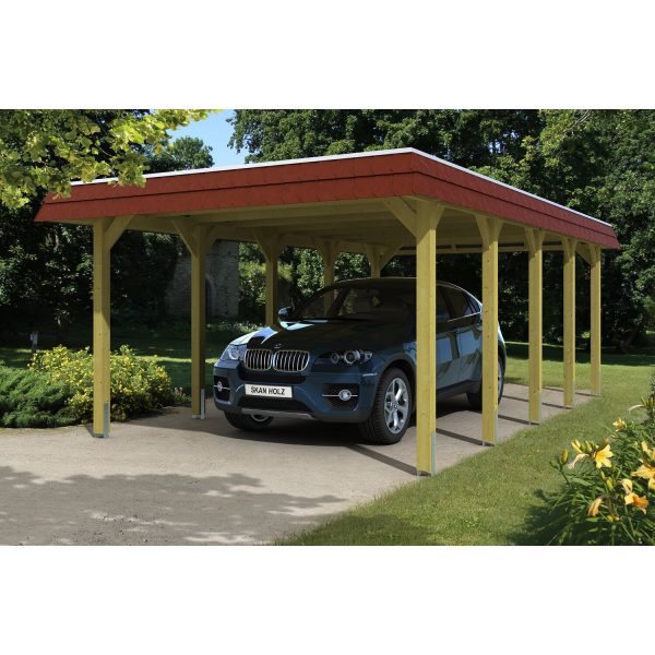 Skan Holz Carport Spreewald 396 cm x 741 cm rote Blende