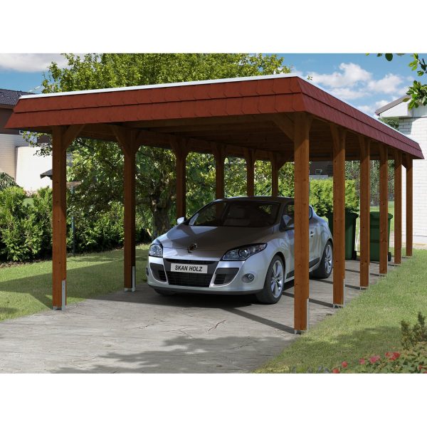 Skan Holz Einzelcarport Holz Nussbaum 345 cm x 893 cm