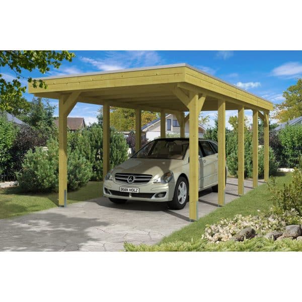 Skan Holz Flachdach-Einzelcarport Friesland 314 cm x 708 cm