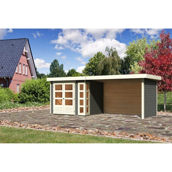 Karibu Holz-Gartenhaus/Gerätehaus Sölve 3 Terragrau 501 cm x 213 cm