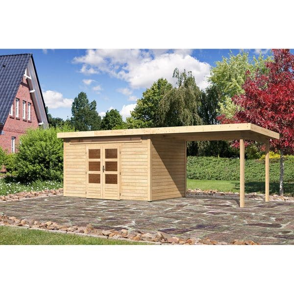 Karibu Holz-Gartenhaus/Gerätehaus Kumla 7 Natur 656 cm x 240 cm