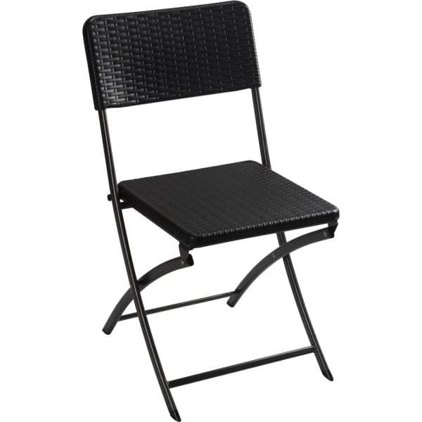 Perel Klappstuhl Polyrattan-Optik Schwarz